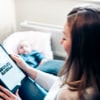Woman studying using a tablet